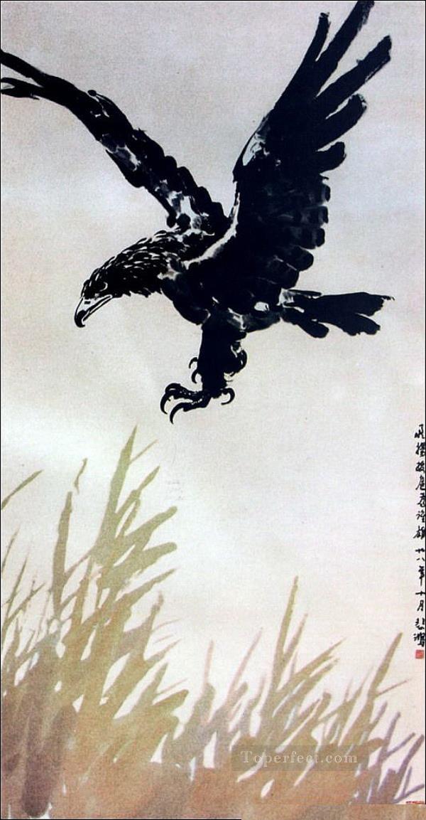 Xu Beihong 空飛ぶ鷲の古い中国のインク油絵